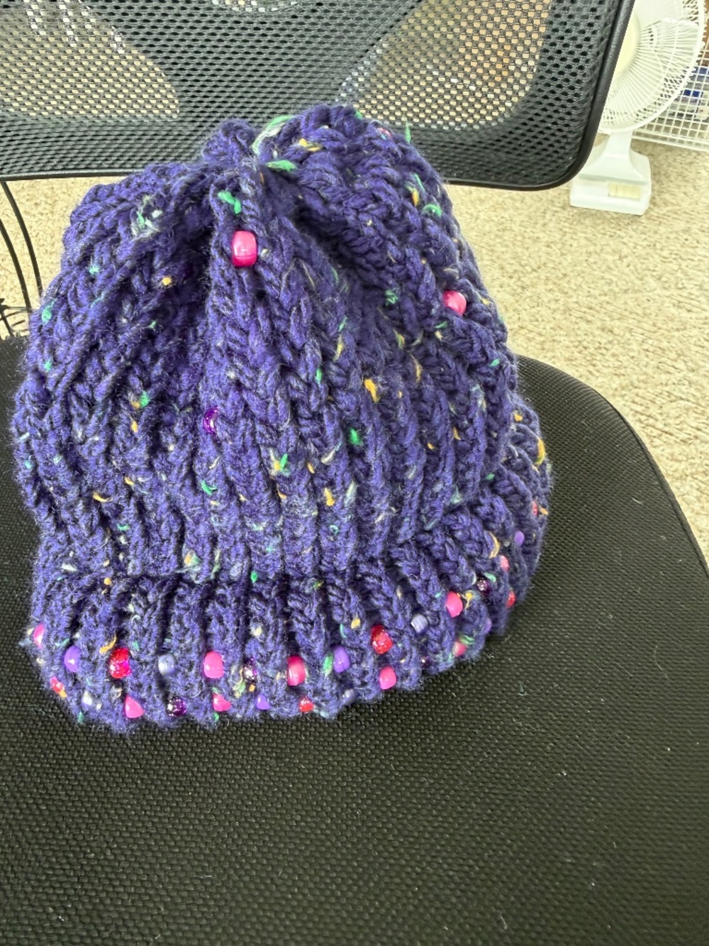 Crocheted sock hat.  Warm Adult size